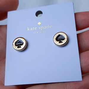 kate spade spot the spade black gold stud earrings